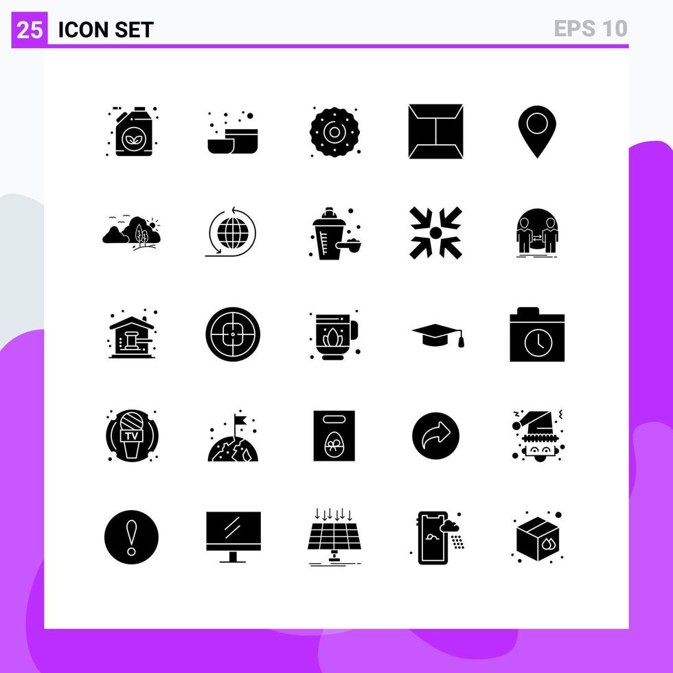 25 Creative Icons Modern Signs and Symbols of pin map dessert location mail Editable Vector Design Elements