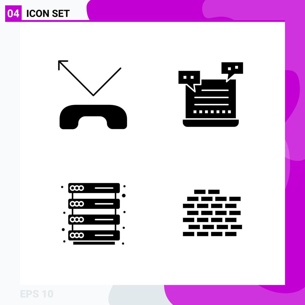Solid Icon set Pack of 4 Glyph Icons isolated on White Background for Web Print and Mobile vector