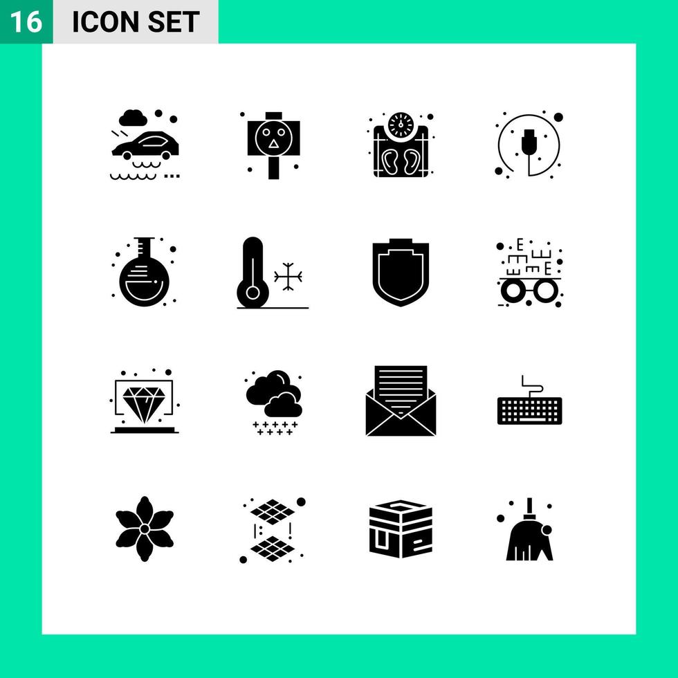 16 Creative Icons Modern Signs and Symbols of flask cable machine plug electronic Editable Vector Design Elements