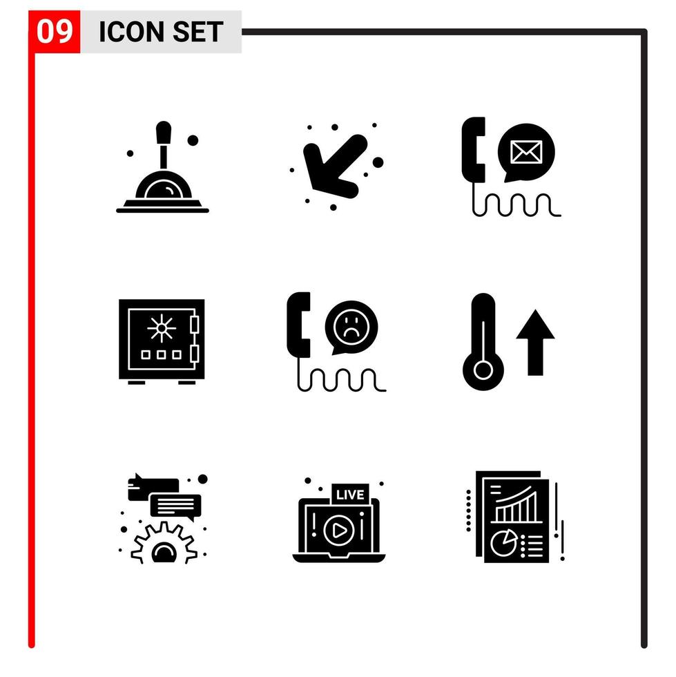 9 General Icons for website design print and mobile apps 9 Glyph Symbols Signs Isolated on White Background 9 Icon Pack vector