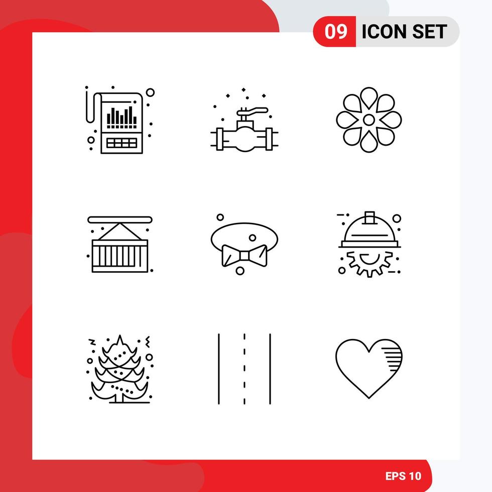 9 User Interface Outline Pack of modern Signs and Symbols of bow delivery system cargo ramadan Editable Vector Design Elements