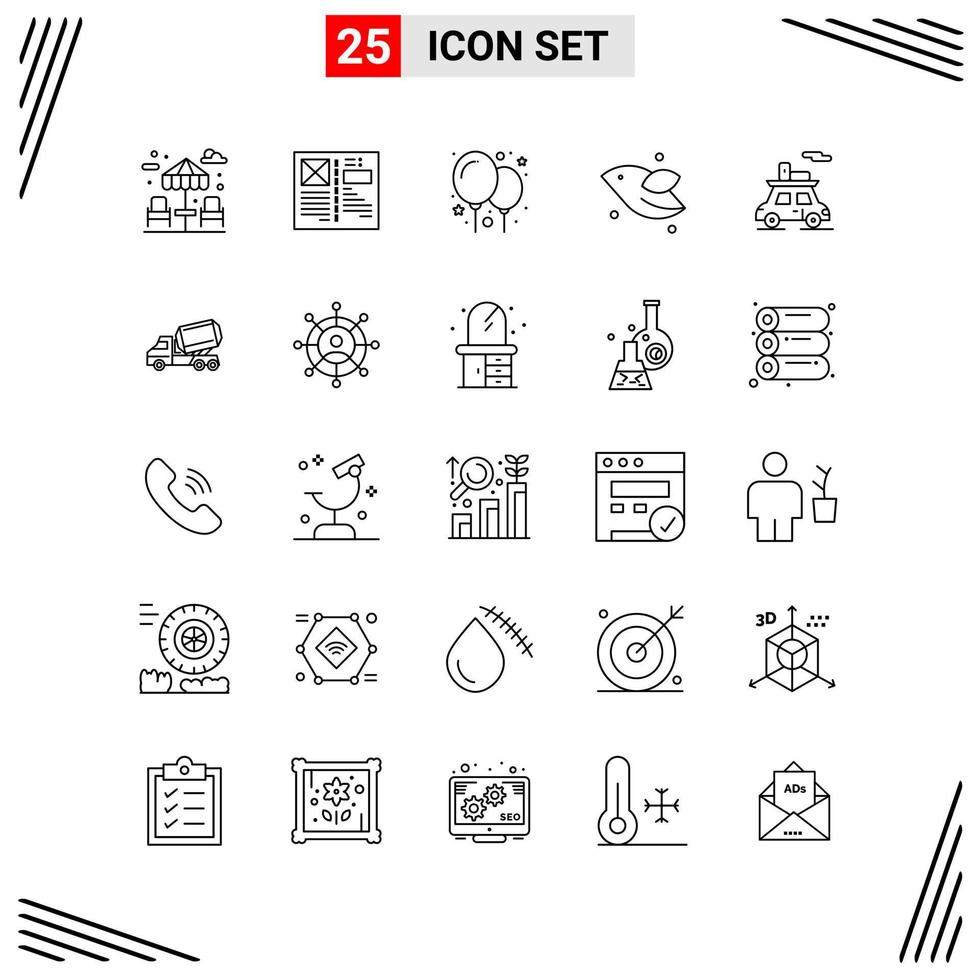 25 Icons Line Style Grid Based Creative Outline Symbols for Website Design Simple Line Icon Signs Isolated on White Background 25 Icon Set vector