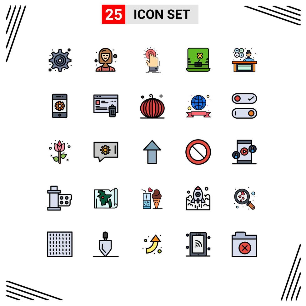 25 Creative Icons Modern Signs and Symbols of lady manager ireland touch computer start Editable Vector Design Elements