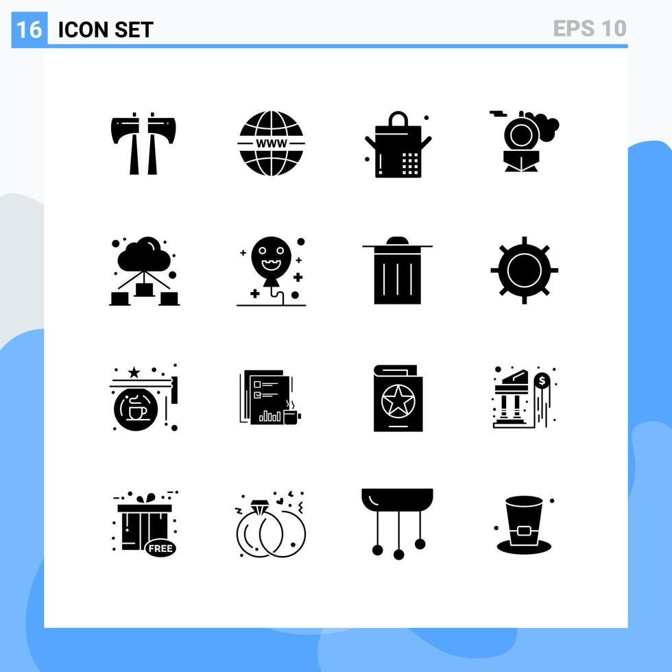 16 iconos creativos signos y símbolos modernos de globos navideños cacerola nube elementos de diseño vectorial editables web vector