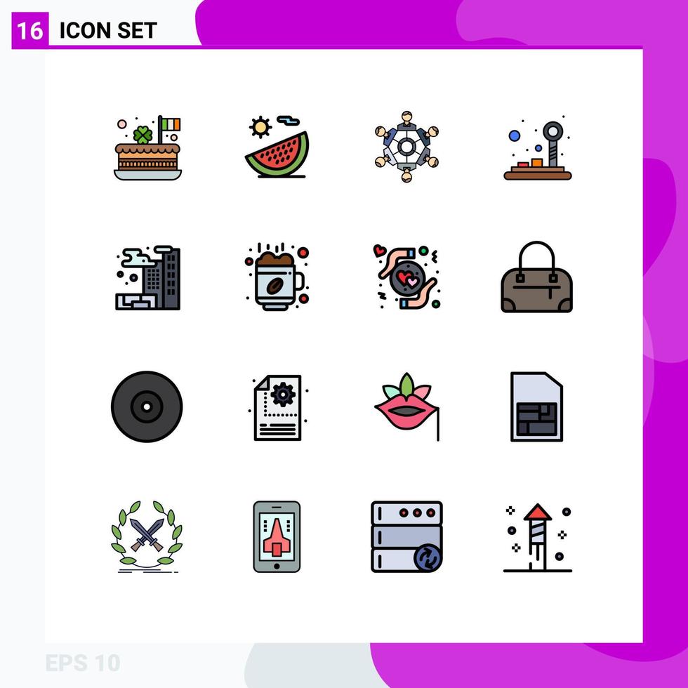 Set of 16 Modern UI Icons Symbols Signs for game control summer playing game Editable Creative Vector Design Elements