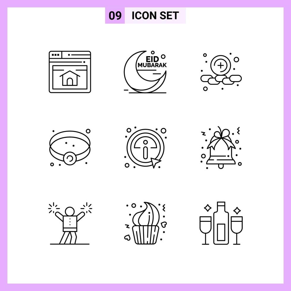9 Icons in Line Style Outline Symbols on White Background Creative Vector Signs for Web mobile and Print