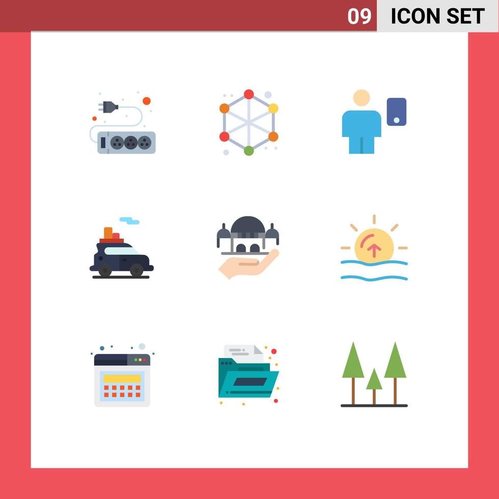 Modern Set of 9 Flat Colors and symbols such as hand vehicle body transport auto Editable Vector Design Elements