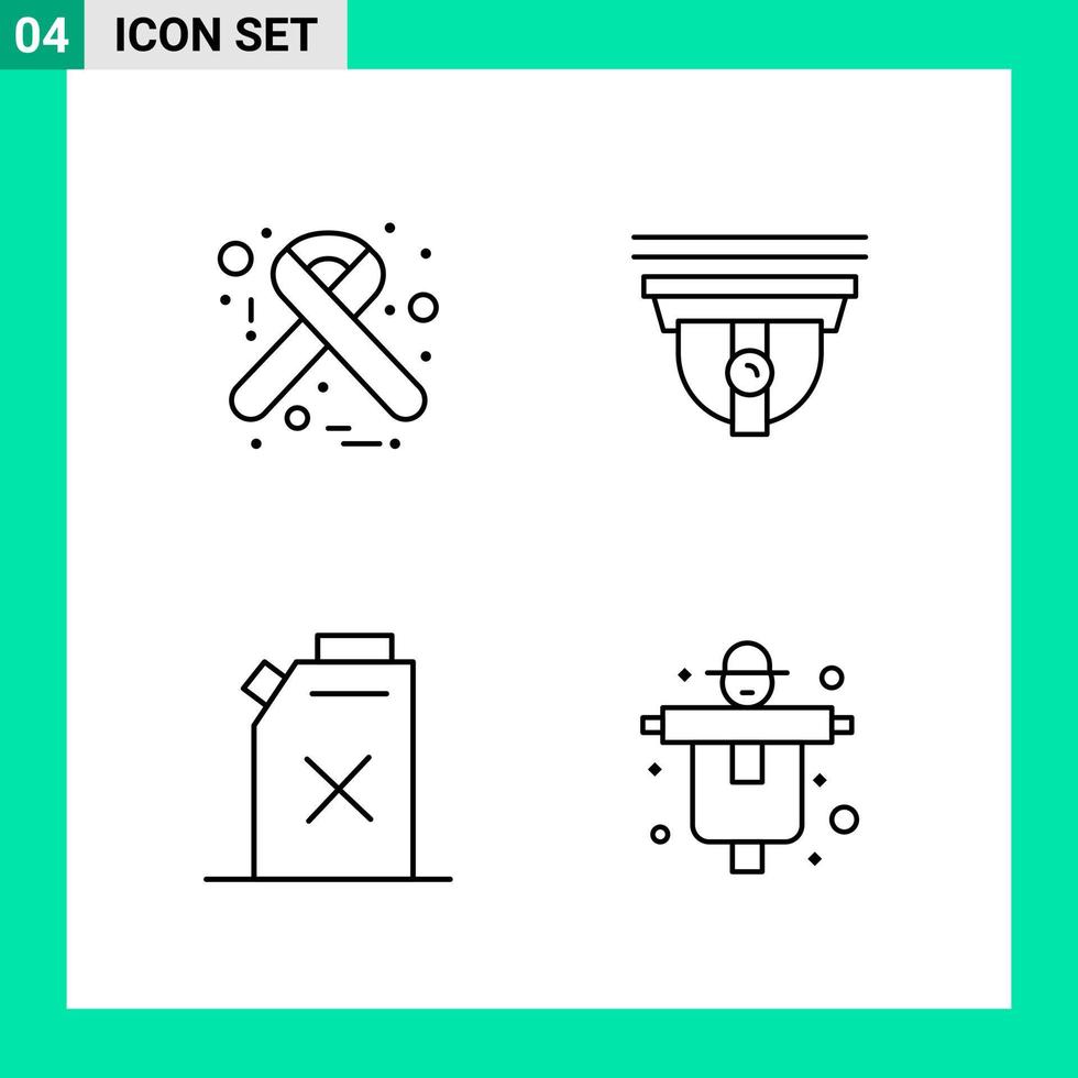 Pack of 4 Line Style Icon Set Outline Symbols for print Creative Signs Isolated on White Background 4 Icon Set vector