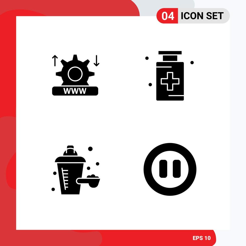 Group of Modern Solid Glyphs Set for internet additive setting health protein Editable Vector Design Elements