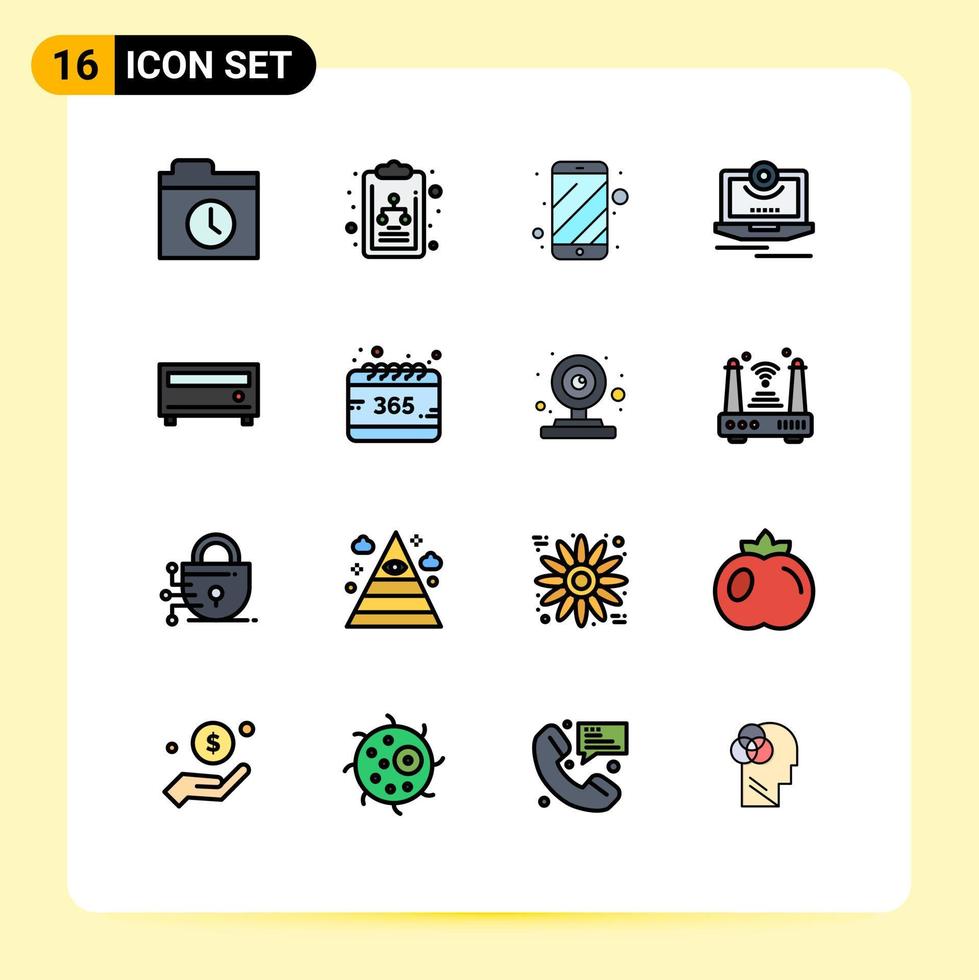 16 Creative Icons Modern Signs and Symbols of player amplifier phone video computer Editable Creative Vector Design Elements