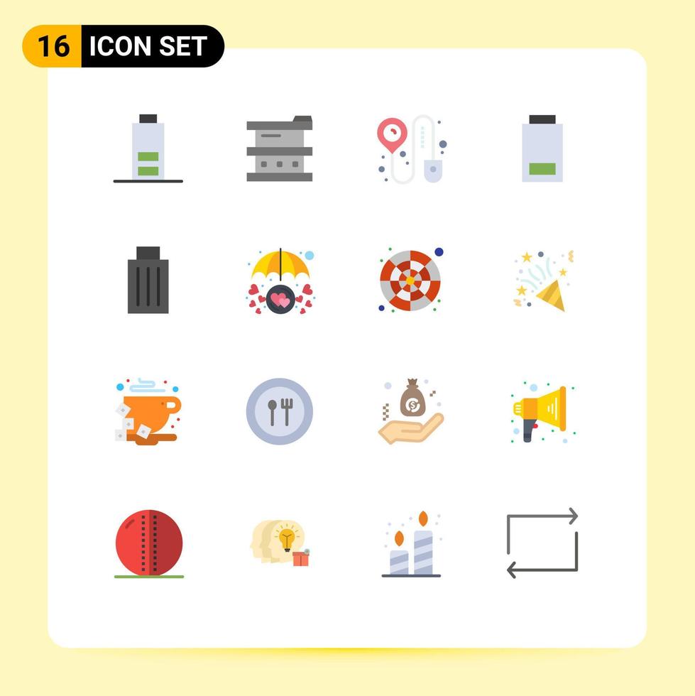Editable Vector Line Pack of 16 Simple Flat Colors of delete basket booking status devices Editable Pack of Creative Vector Design Elements