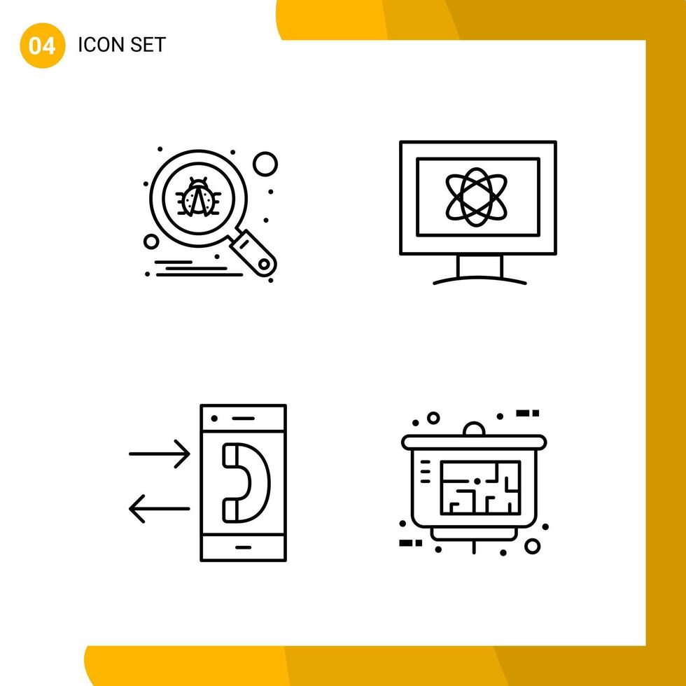 4 Icon Set Line Style Icon Pack Outline Symbols isolated on White Backgound for Responsive Website Designing vector