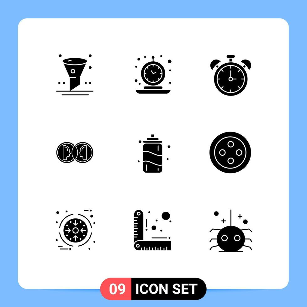 paquete de 9 signos y símbolos de glifos sólidos modernos para medios de impresión web como elementos de diseño de vectores editables en tiempo dual de hombre