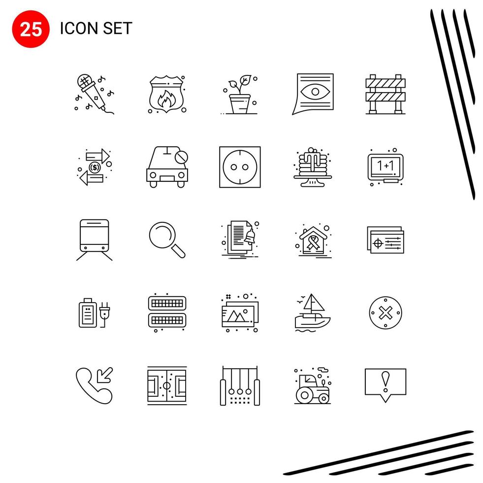 Pack of 25 creative Lines of boundary inbox ecology email contact Editable Vector Design Elements