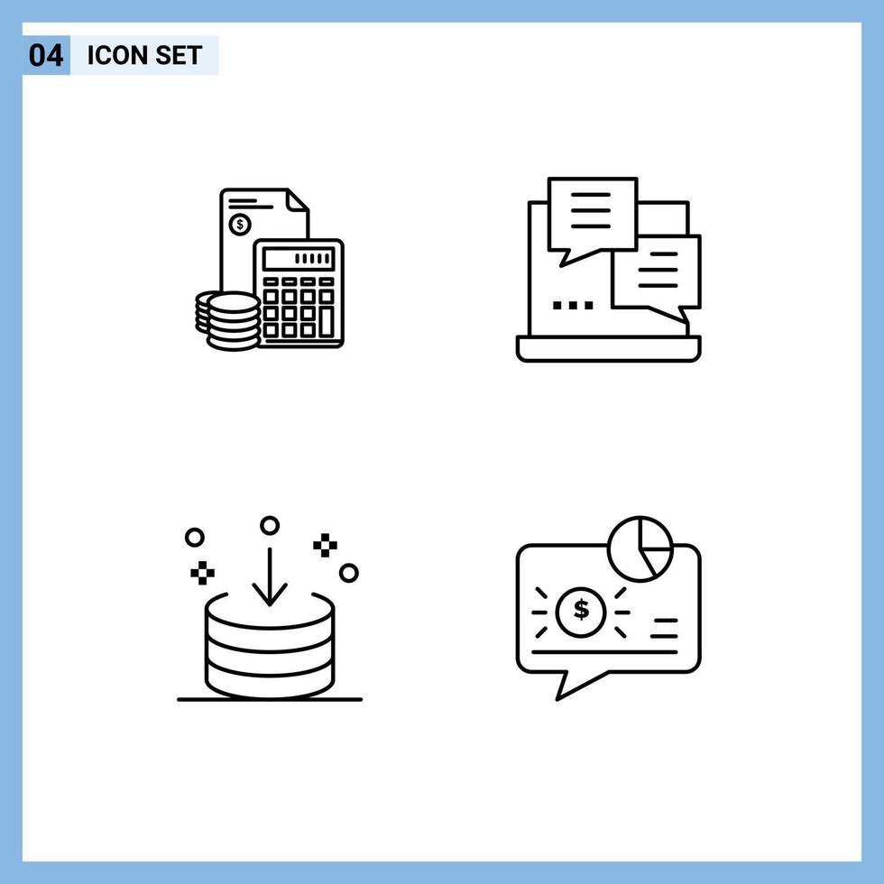 Stock Vector Icon Pack of 4 Line Signs and Symbols for investment script debt coins direction Editable Vector Design Elements