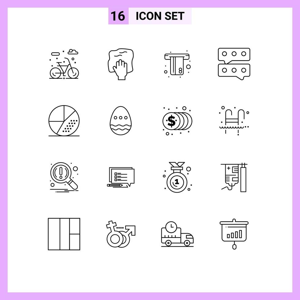 User Interface Pack of 16 Basic Outlines of optimization engine atm message bubble Editable Vector Design Elements