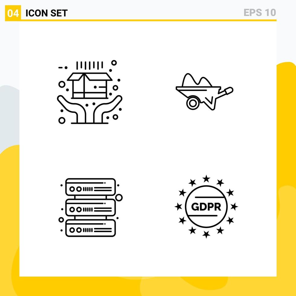 Collection of 4 Universal Line Icons Icon Set for Web and Mobile vector