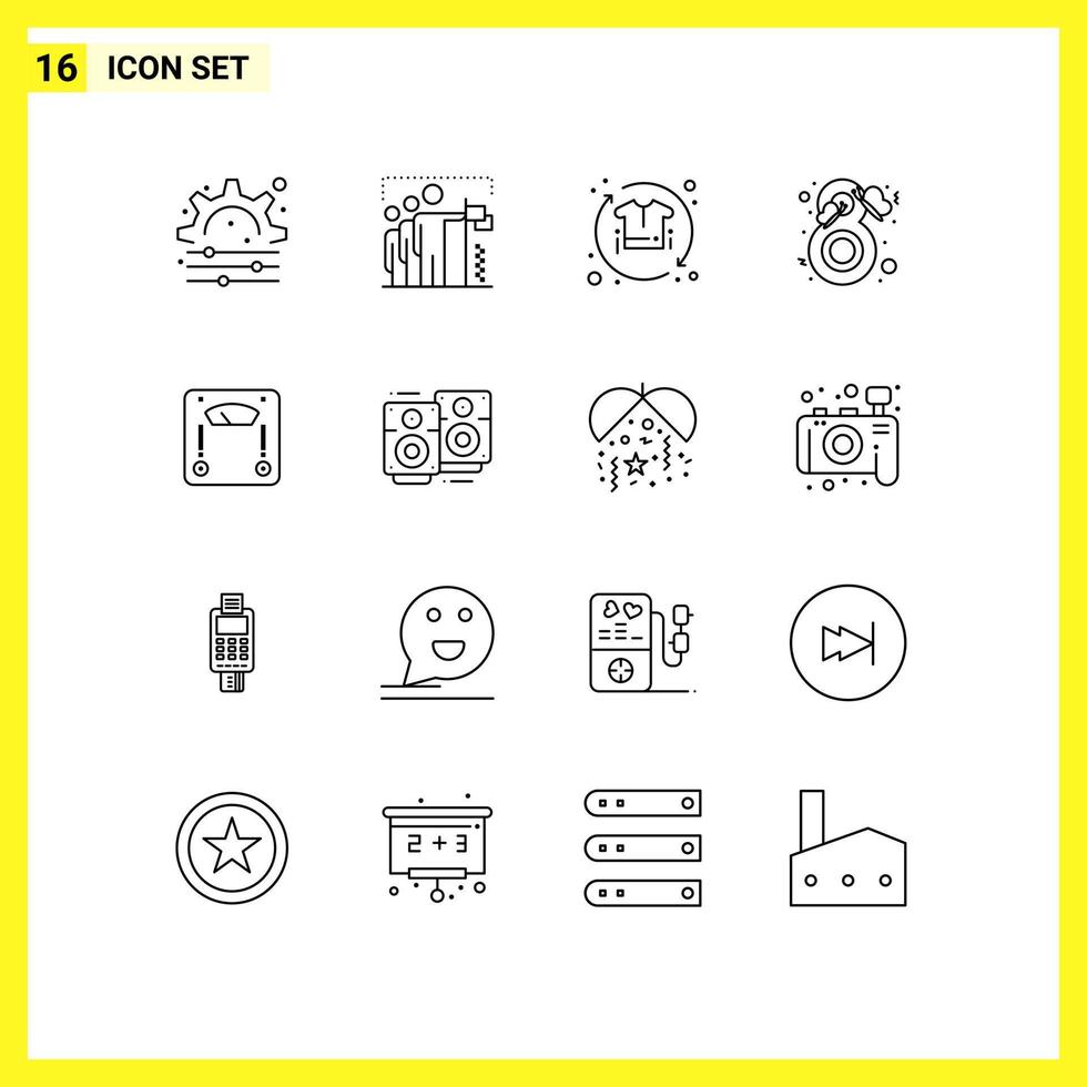 Set of 16 Modern UI Icons Symbols Signs for woman butterfly clothing butterfly process Editable Vector Design Elements