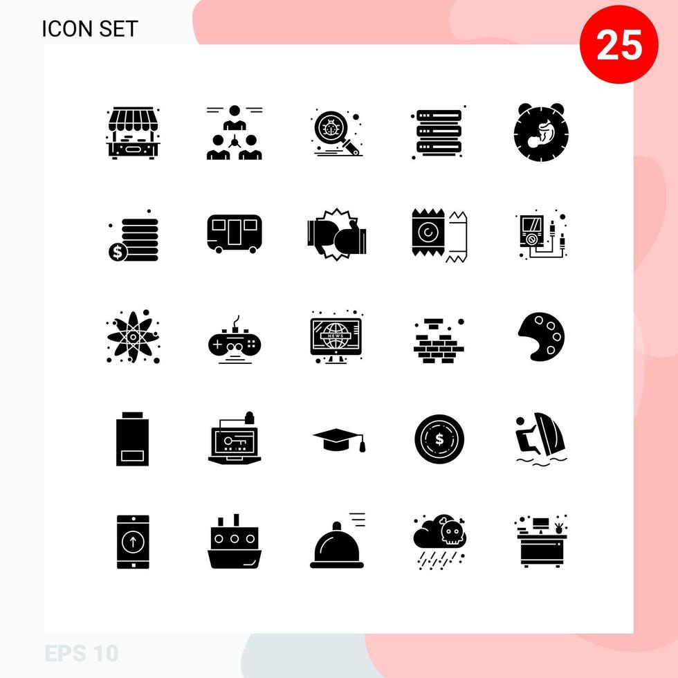 25 Creative Icons Modern Signs and Symbols of baby delivery bug security hosting Editable Vector Design Elements