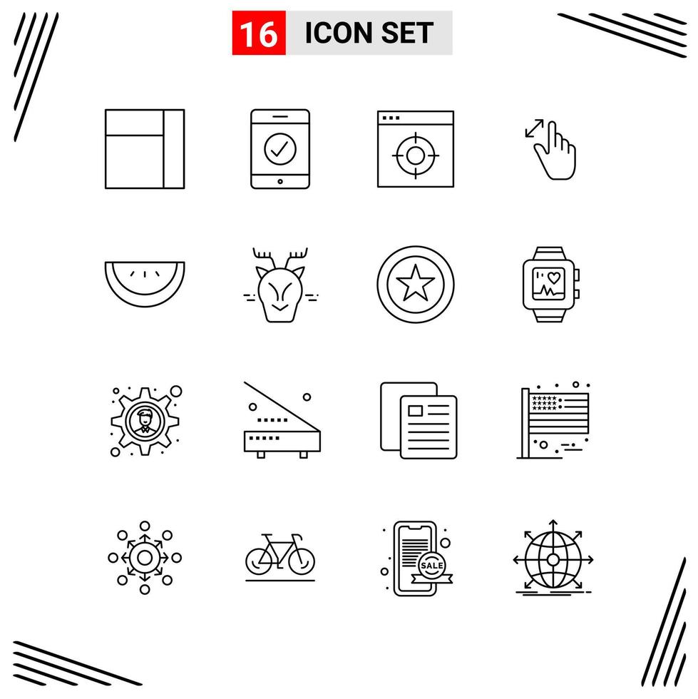 16 Icons Line Style Grid Based Creative Outline Symbols for Website Design Simple Line Icon Signs Isolated on White Background 16 Icon Set vector