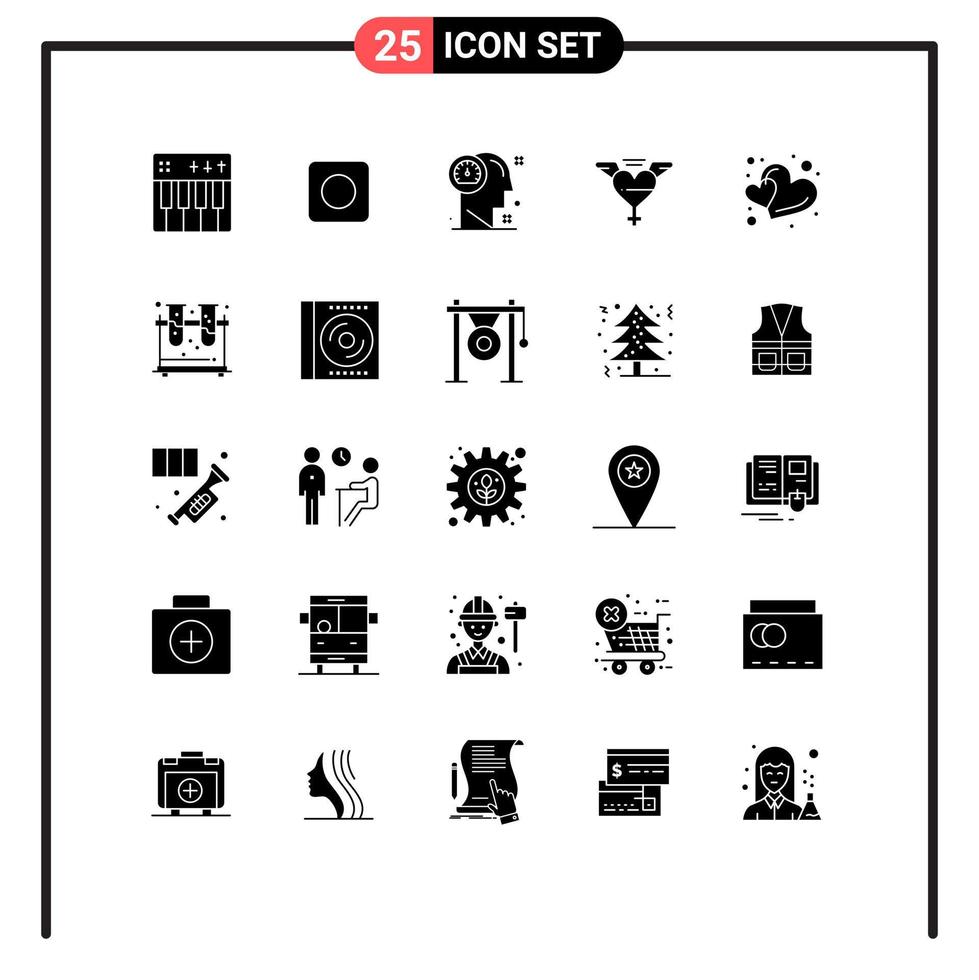 Set of 25 Modern UI Icons Symbols Signs for love love dashboard wings thinking Editable Vector Design Elements