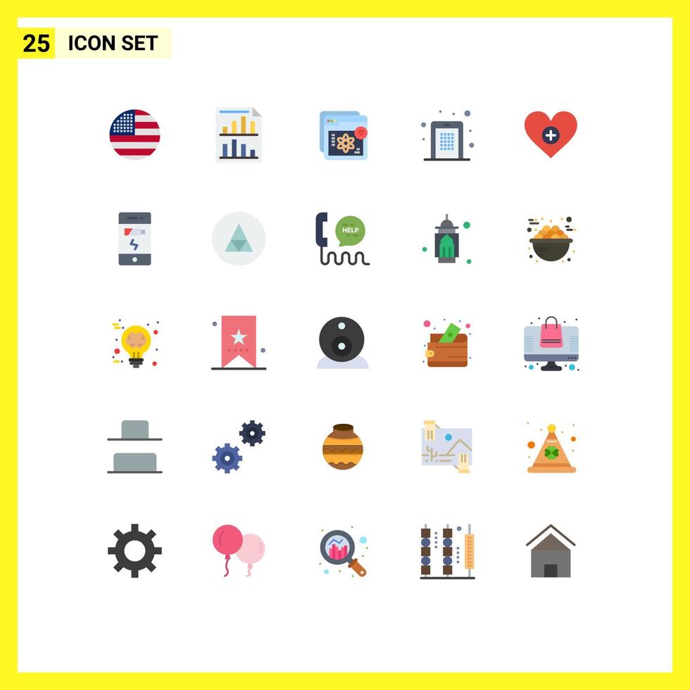 Editable Vector Line Pack of 25 Simple Flat Colors of mobile access report learning learning Editable Vector Design Elements