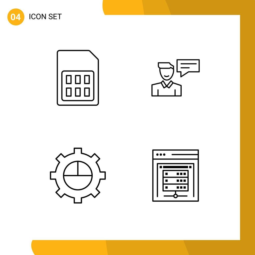 Stock Vector Icon Pack of 4 Line Signs and Symbols for card conversation sim message finance Editable Vector Design Elements