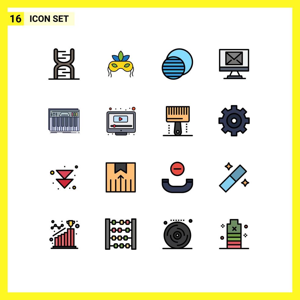 16 Creative Icons Modern Signs and Symbols of keyboard new mardigras email sun Editable Creative Vector Design Elements