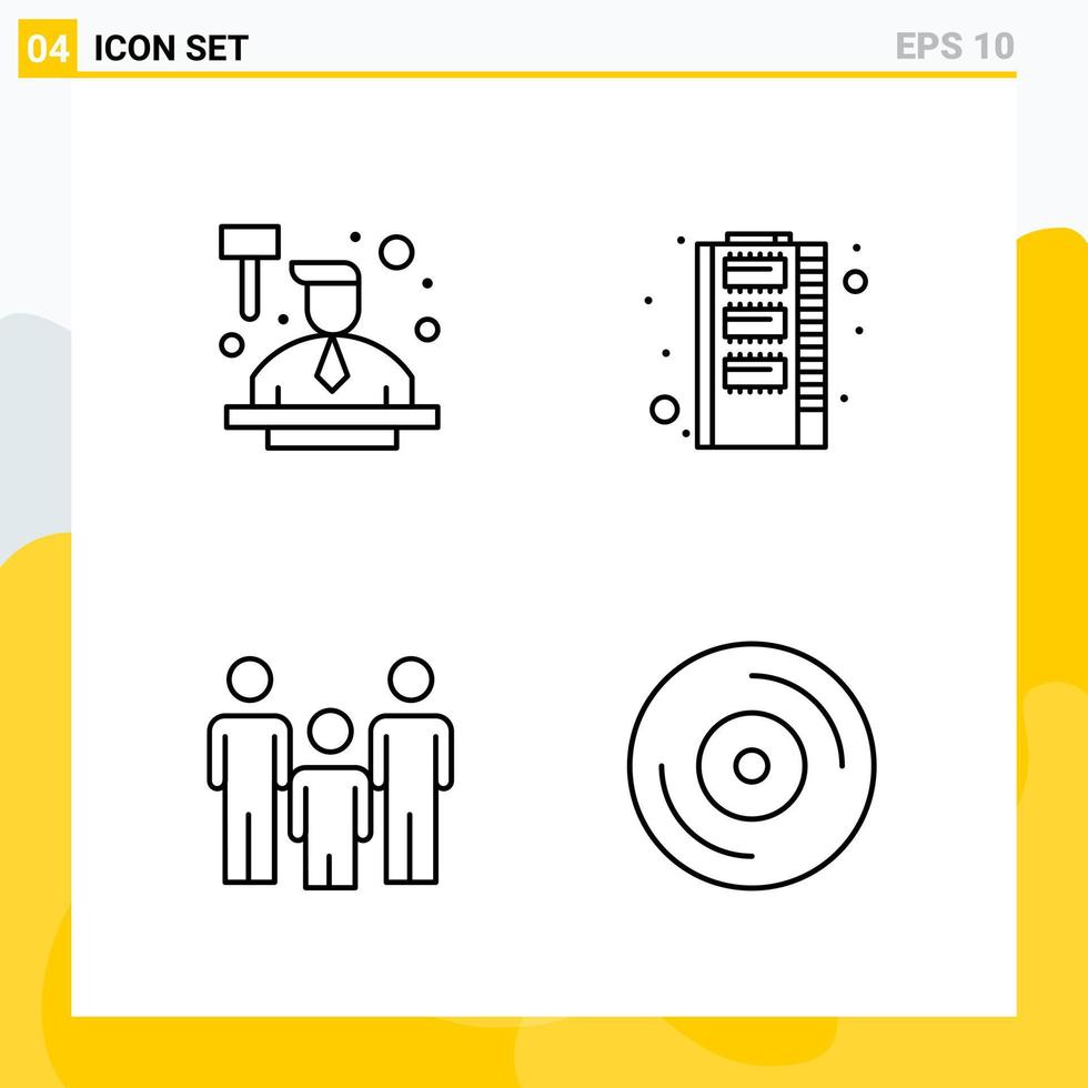 colección de 4 iconos de línea universal conjunto de iconos para web y móvil vector