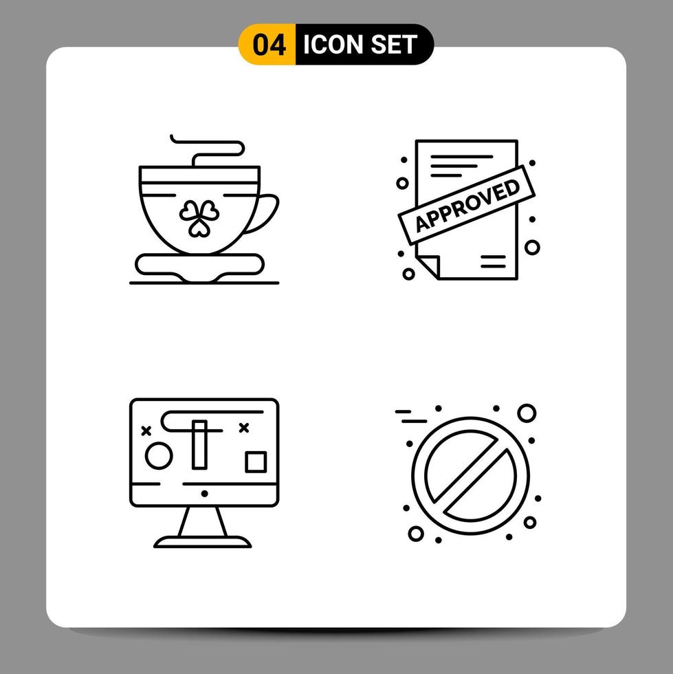 4 Black Icon Pack Outline Symbols Signs for Responsive designs on white background 4 Icons Set vector