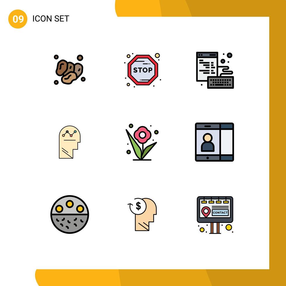 Set of 9 Modern UI Icons Symbols Signs for flower man browser success user Editable Vector Design Elements