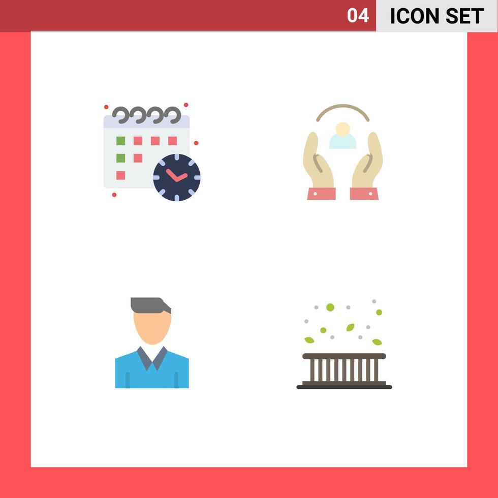 Pictogram Set of 4 Simple Flat Icons of calender human care people person Editable Vector Design Elements