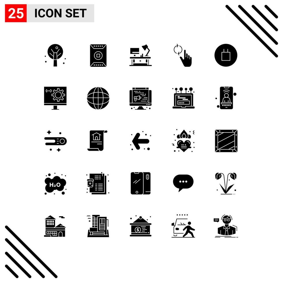 Stock Vector Icon Pack of 25 Line Signs and Symbols for beliefs gesture table lamp refresh finger Editable Vector Design Elements