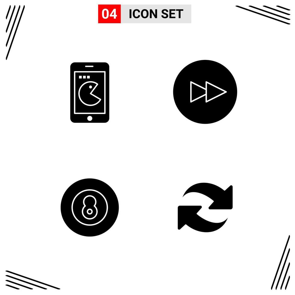 4 Icons Solid Style Grid Based Creative Glyph Symbols for Website Design Simple Solid Icon Signs Isolated on White Background 4 Icon Set vector