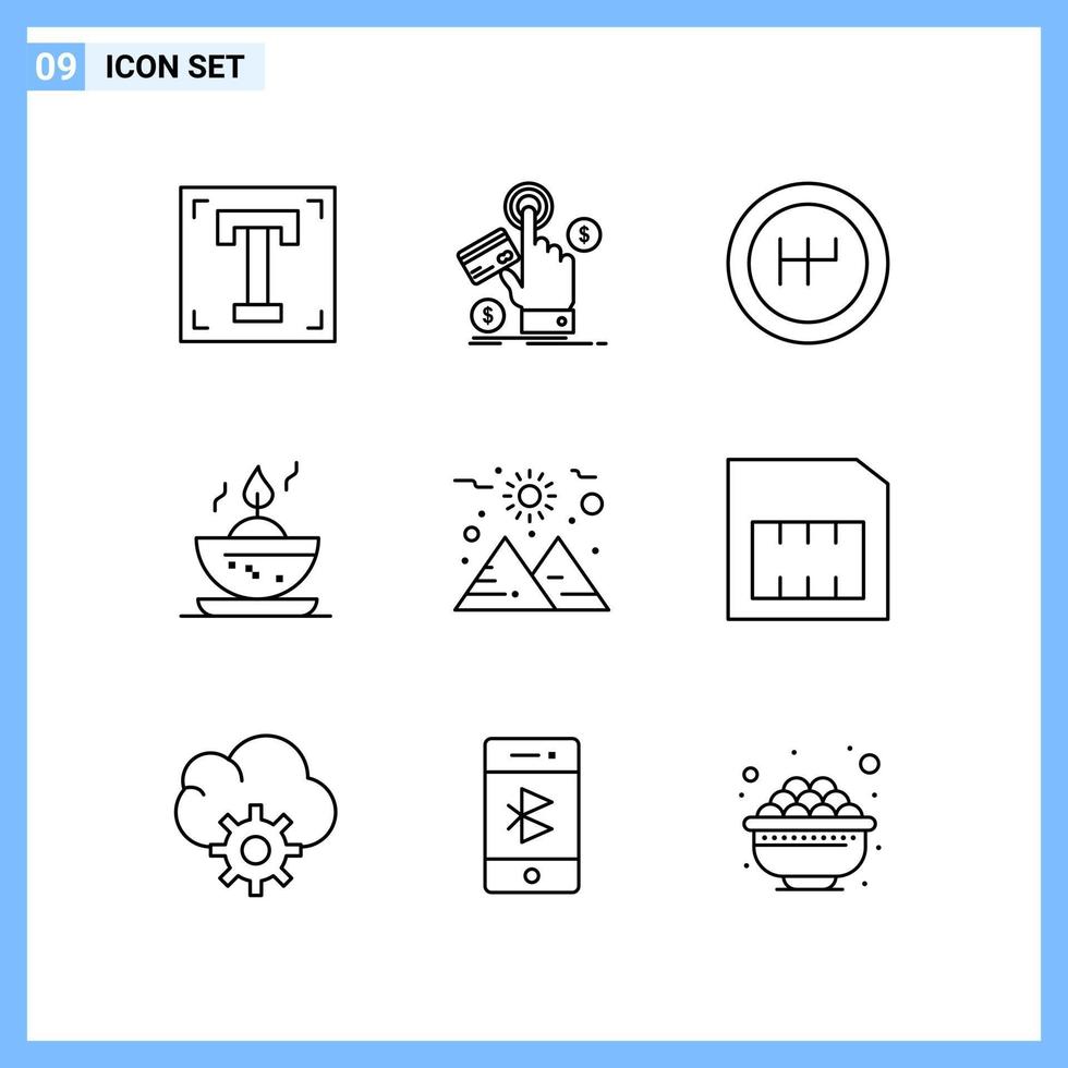 9 Icons Line style Creative Outline Symbols Black Line Icon Sign Isolated on White Background vector