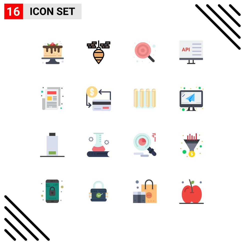 Modern Set of 16 Flat Colors and symbols such as development computer baby coding lollipop Editable Pack of Creative Vector Design Elements