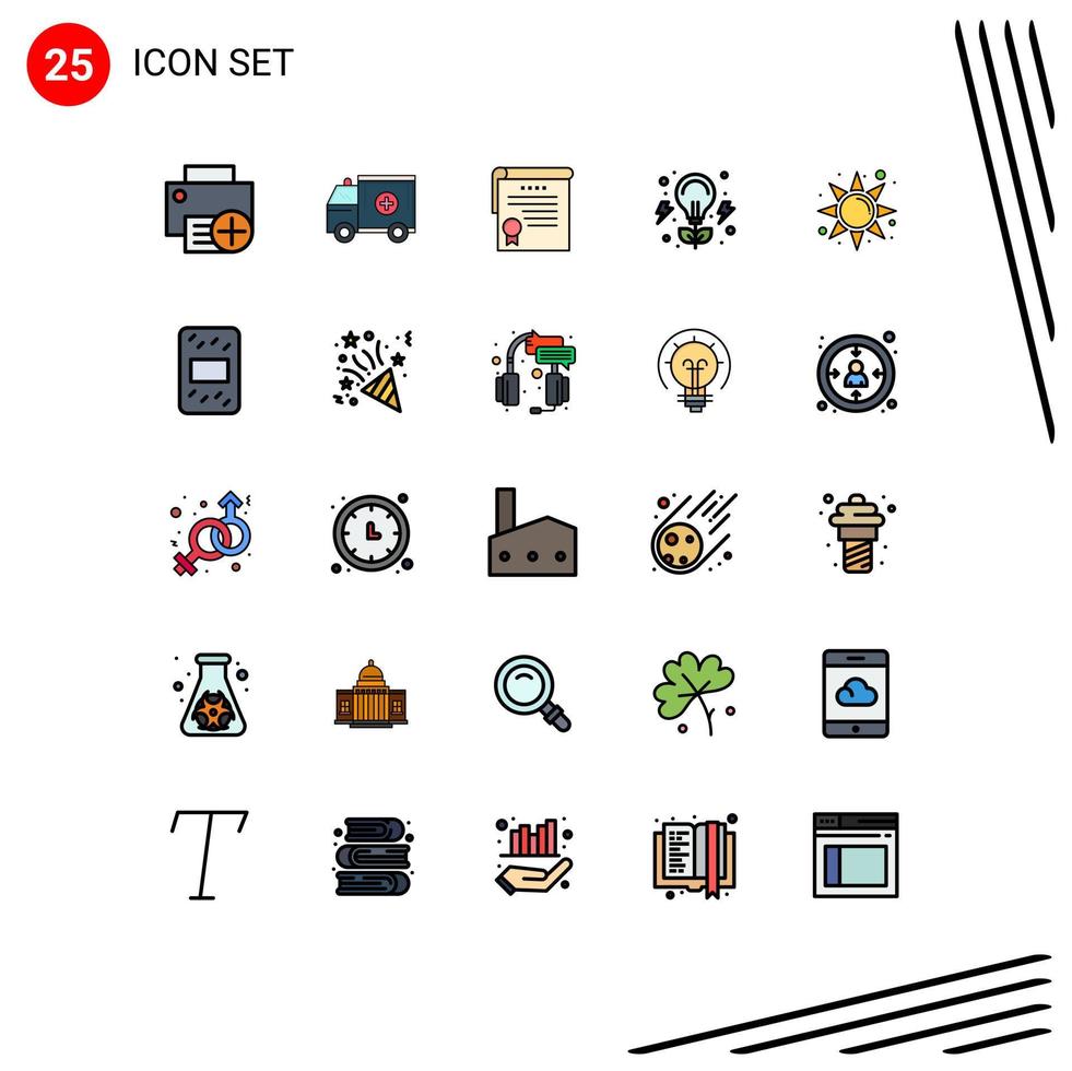 Stock Vector Icon Pack of 25 Line Signs and Symbols for nature energy help bulb degrees Editable Vector Design Elements