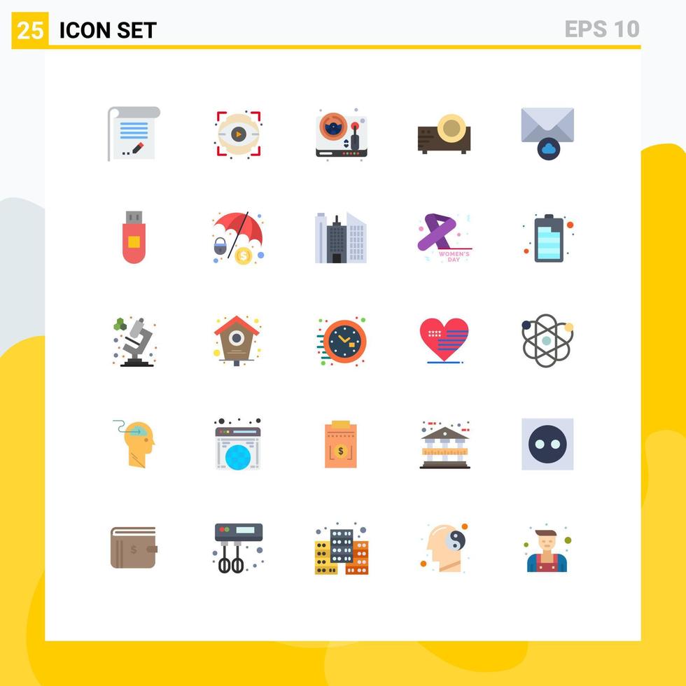 25 Universal Flat Colors Set for Web and Mobile Applications cloud movie show film play Editable Vector Design Elements