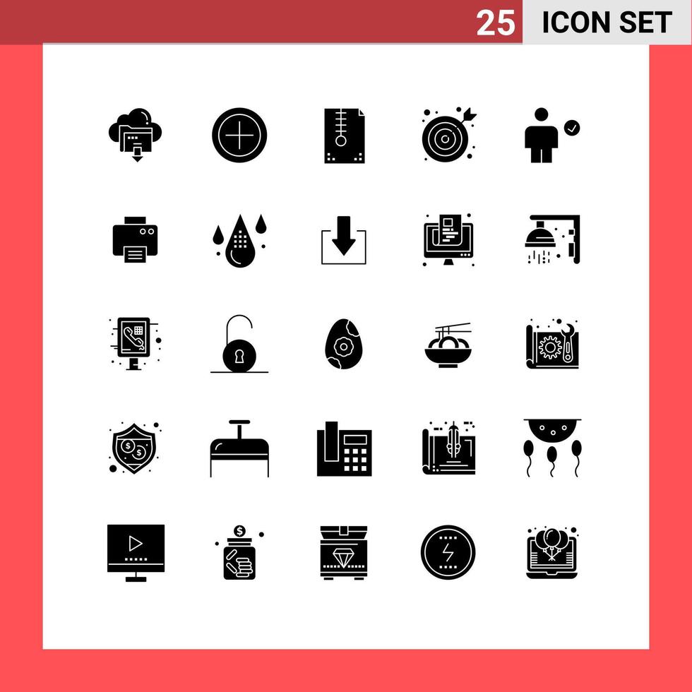 Modern Set of 25 Solid Glyphs and symbols such as body office archive center development Editable Vector Design Elements
