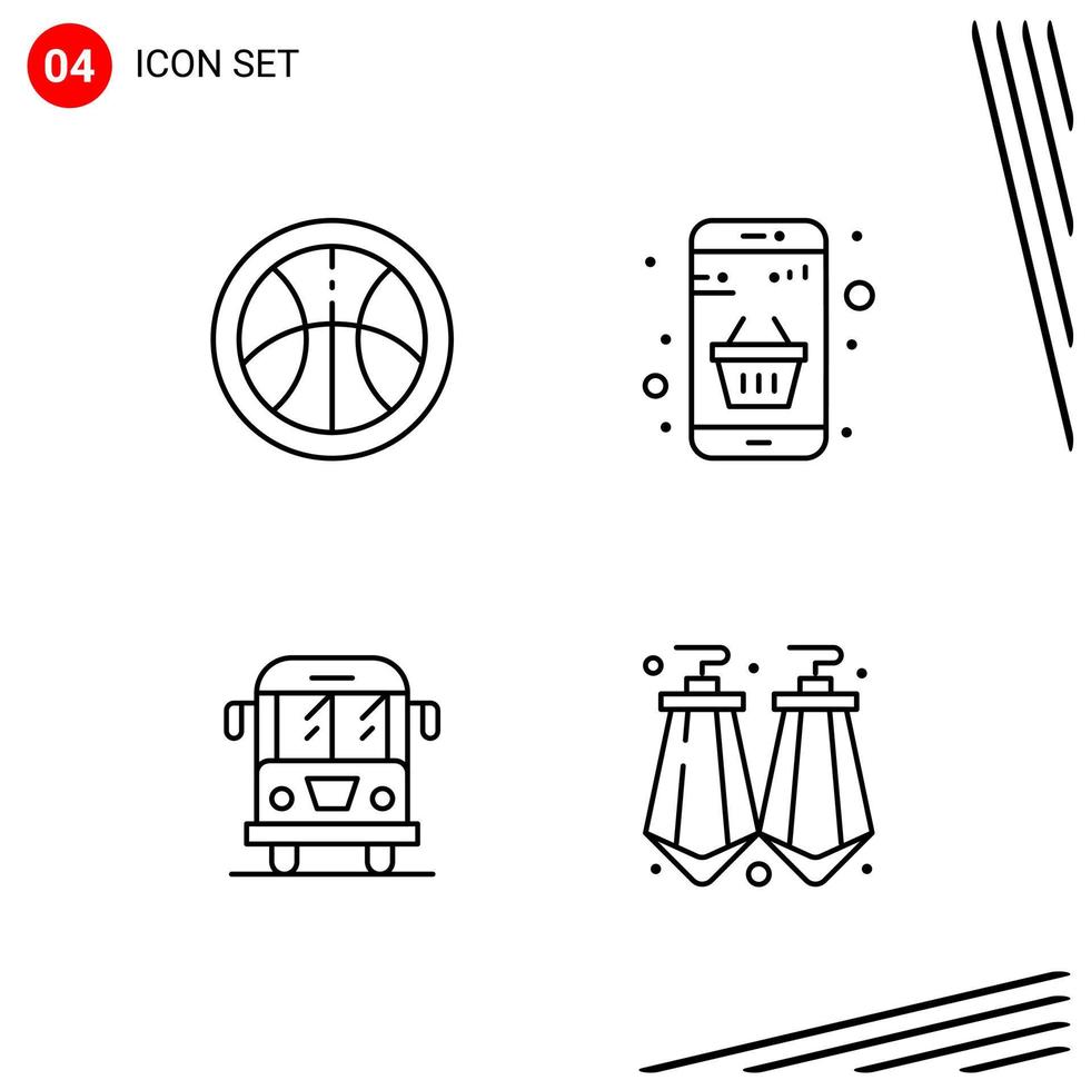 Collection of 4 Vector Icons in Line style Pixle Perfect Outline Symbols for Web and Mobile Line Icon Signs on White Background 4 Icons