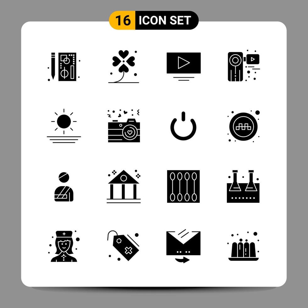 16 Black Icon Pack Glyph Symbols Signs for Responsive designs on white background 16 Icons Set vector