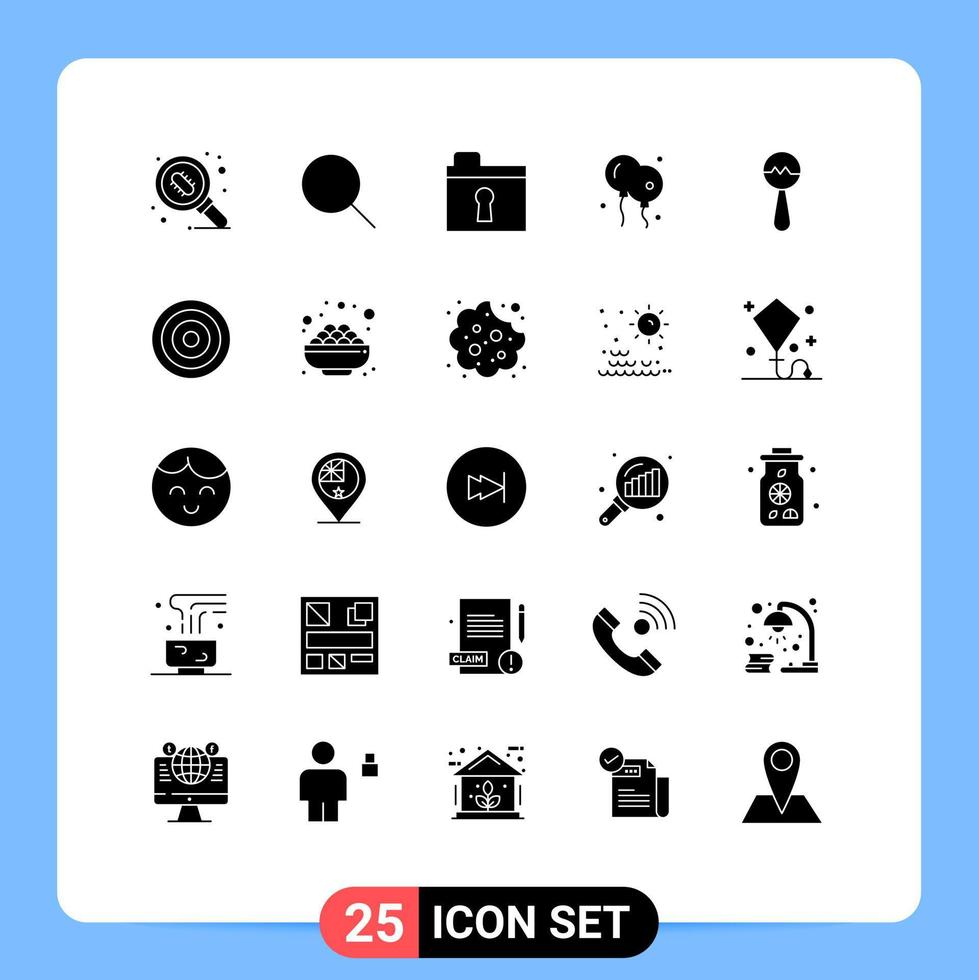 25 Universal Solid Glyphs Set for Web and Mobile Applications basic maracas folder instrument easter Editable Vector Design Elements