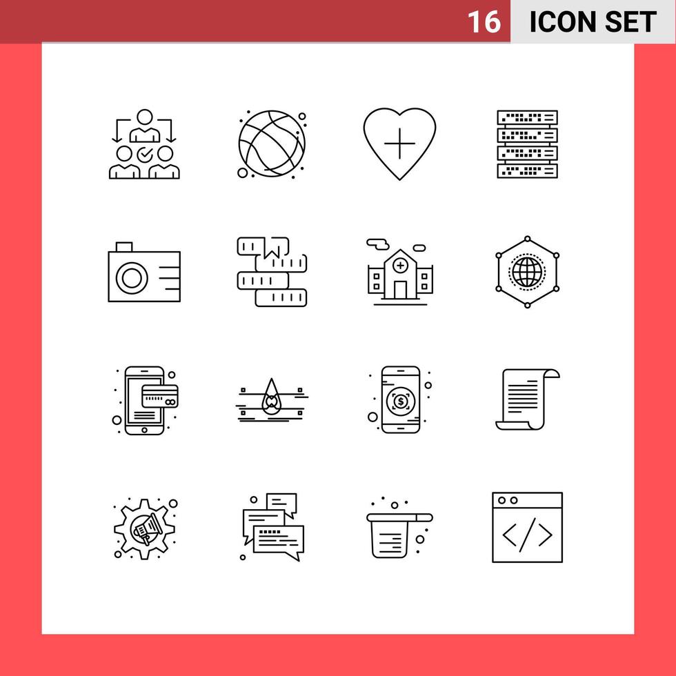 16 Creative Icons Modern Signs and Symbols of digital server exercise rack mount computer Editable Vector Design Elements