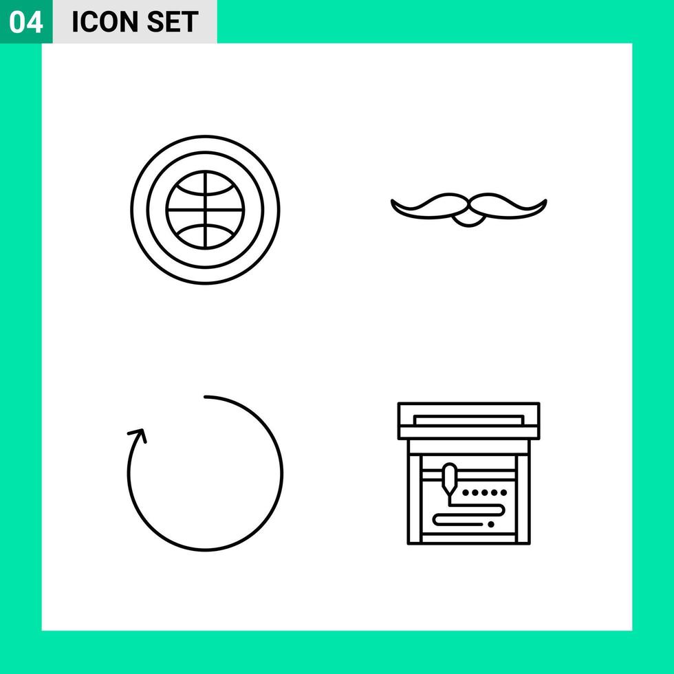 Pack of 4 Line Style Icon Set Outline Symbols for print Creative Signs Isolated on White Background 4 Icon Set vector