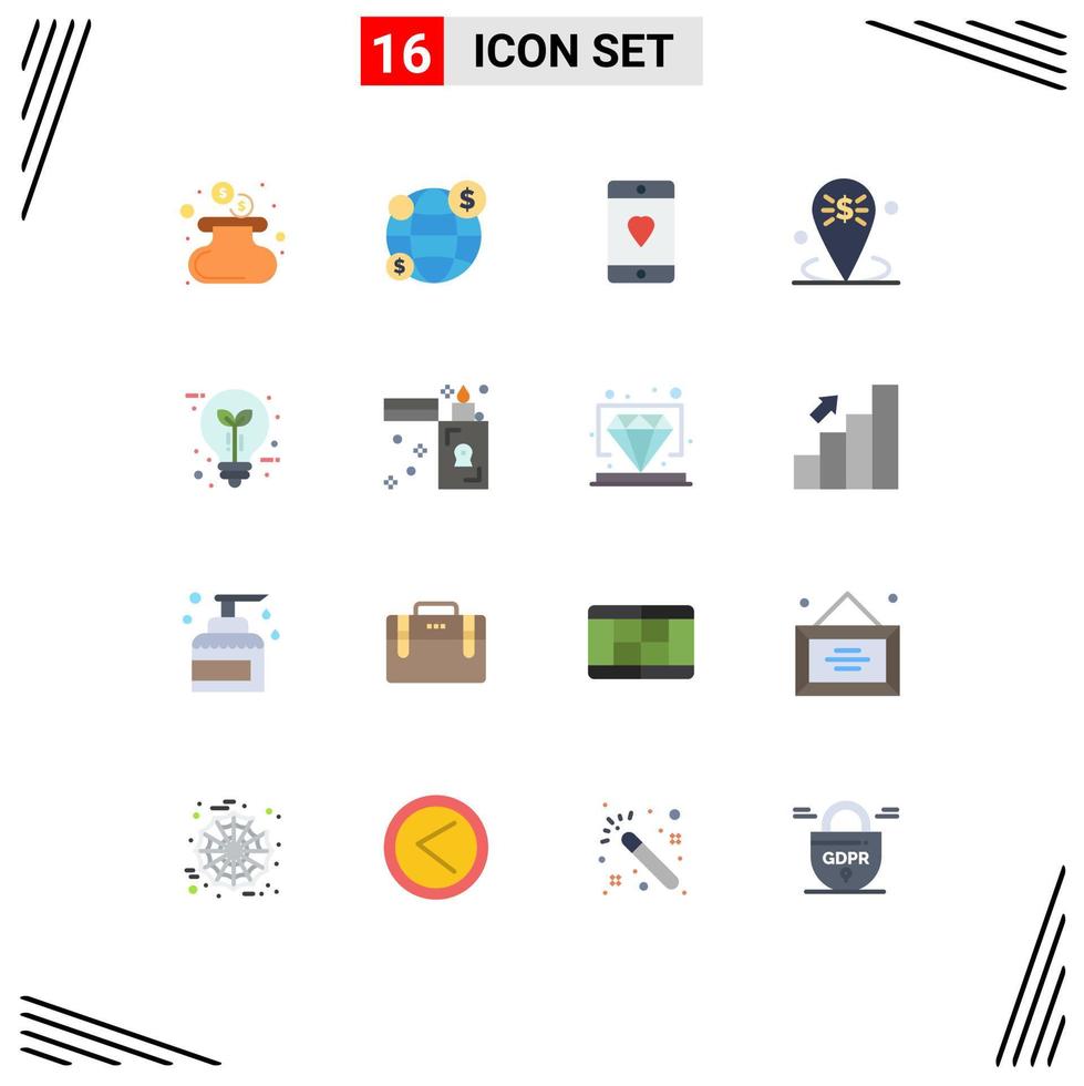 16 Flat Color concept for Websites Mobile and Apps eco placeholder heart place business Editable Pack of Creative Vector Design Elements