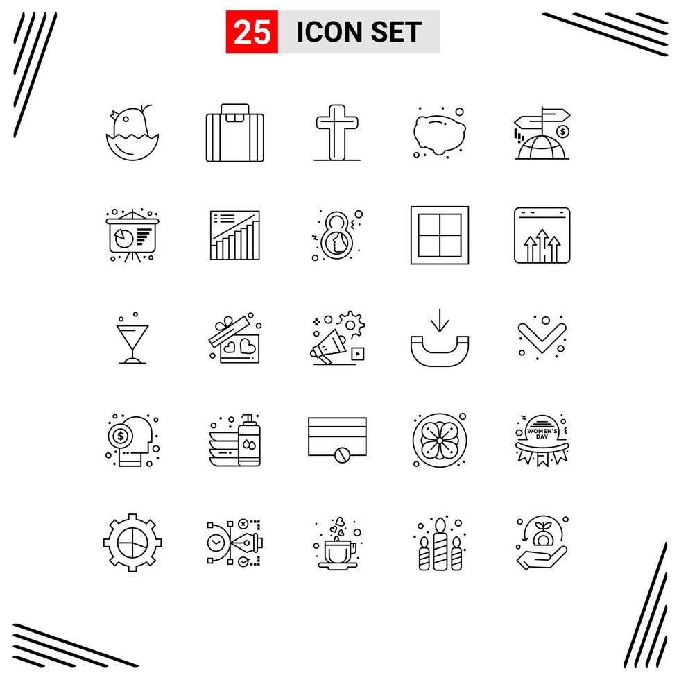 Universal Icon Symbols Group of 25 Modern Lines of marketing direction christian advertising potato Editable Vector Design Elements