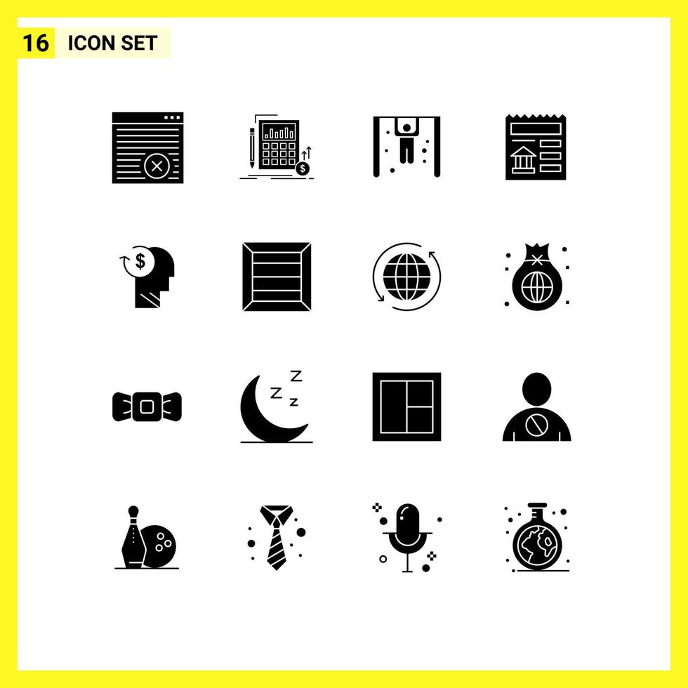 16 User Interface Solid Glyph Pack of modern Signs and Symbols of avatar bank market ui basic Editable Vector Design Elements