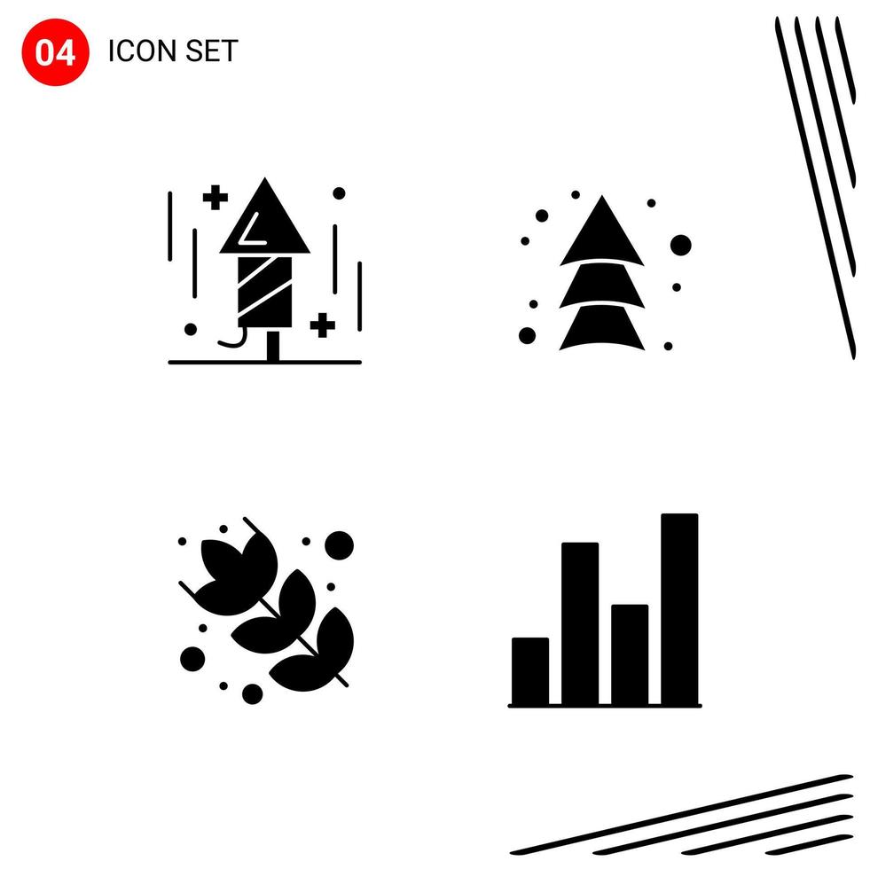 Collection of 4 Vector Icons in solid style Pixle Perfect Glyph Symbols for Web and Mobile Solid Icon Signs on White Background 4 Icons