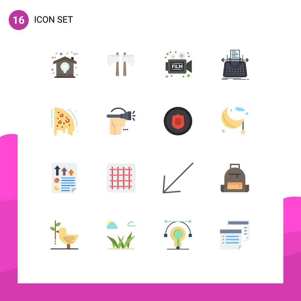 16 Universal Flat Colors Set for Web and Mobile Applications writer story camera blog movie Editable Pack of Creative Vector Design Elements