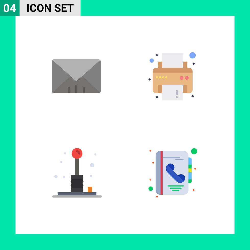 Mobile Interface Flat Icon Set of 4 Pictograms of interface play device arcade address Editable Vector Design Elements